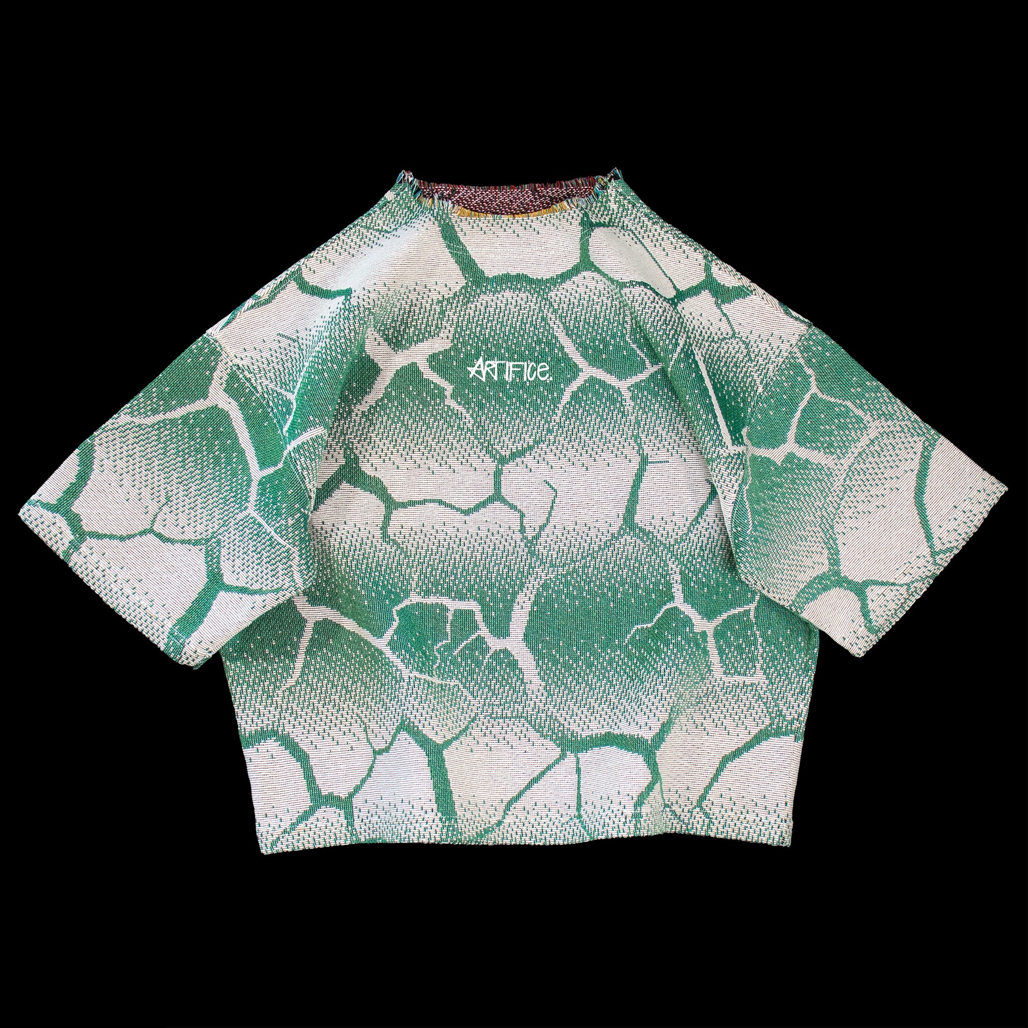 Biomorph Green gradient tapestry tee