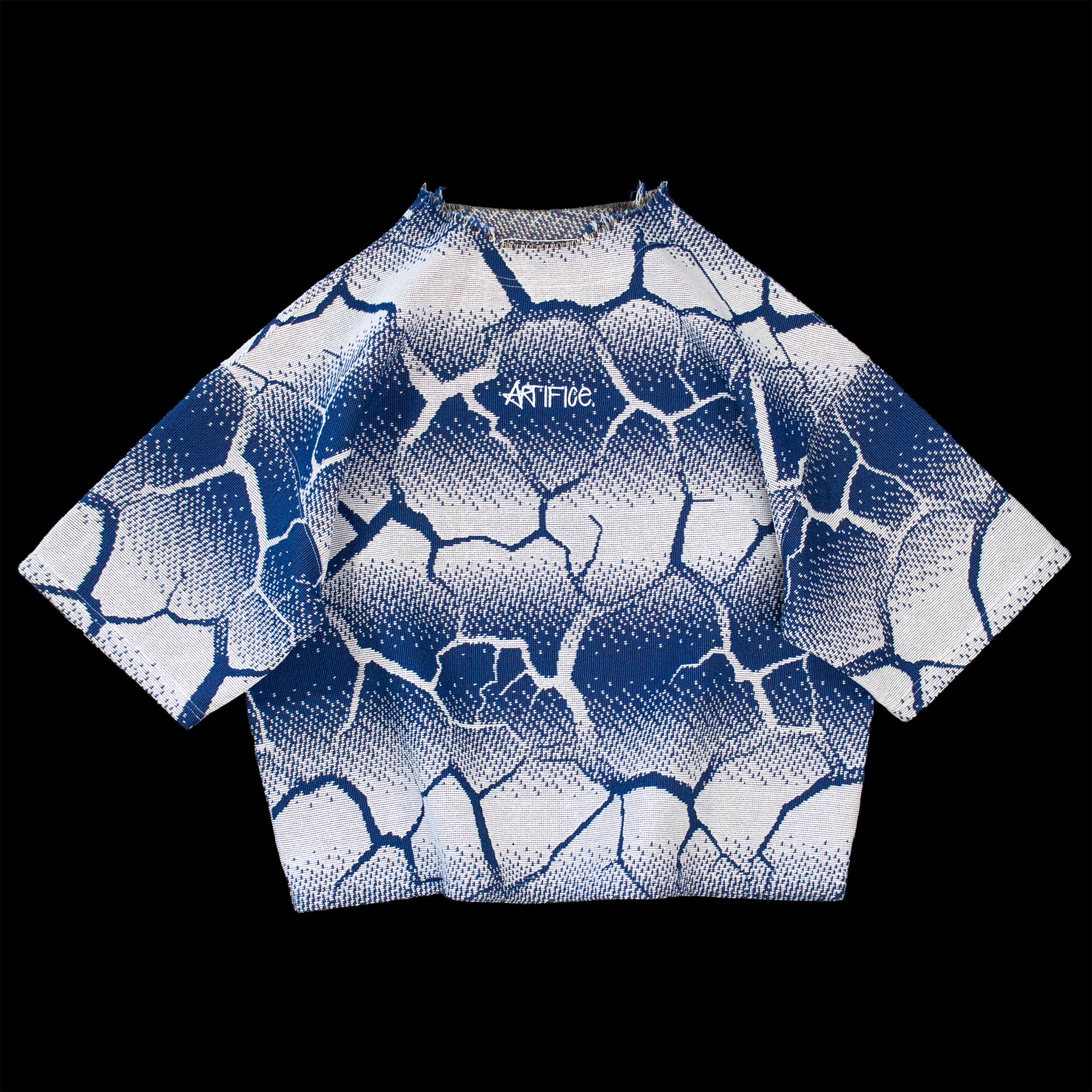 Biomorph Dark blue gradient tapestry tee