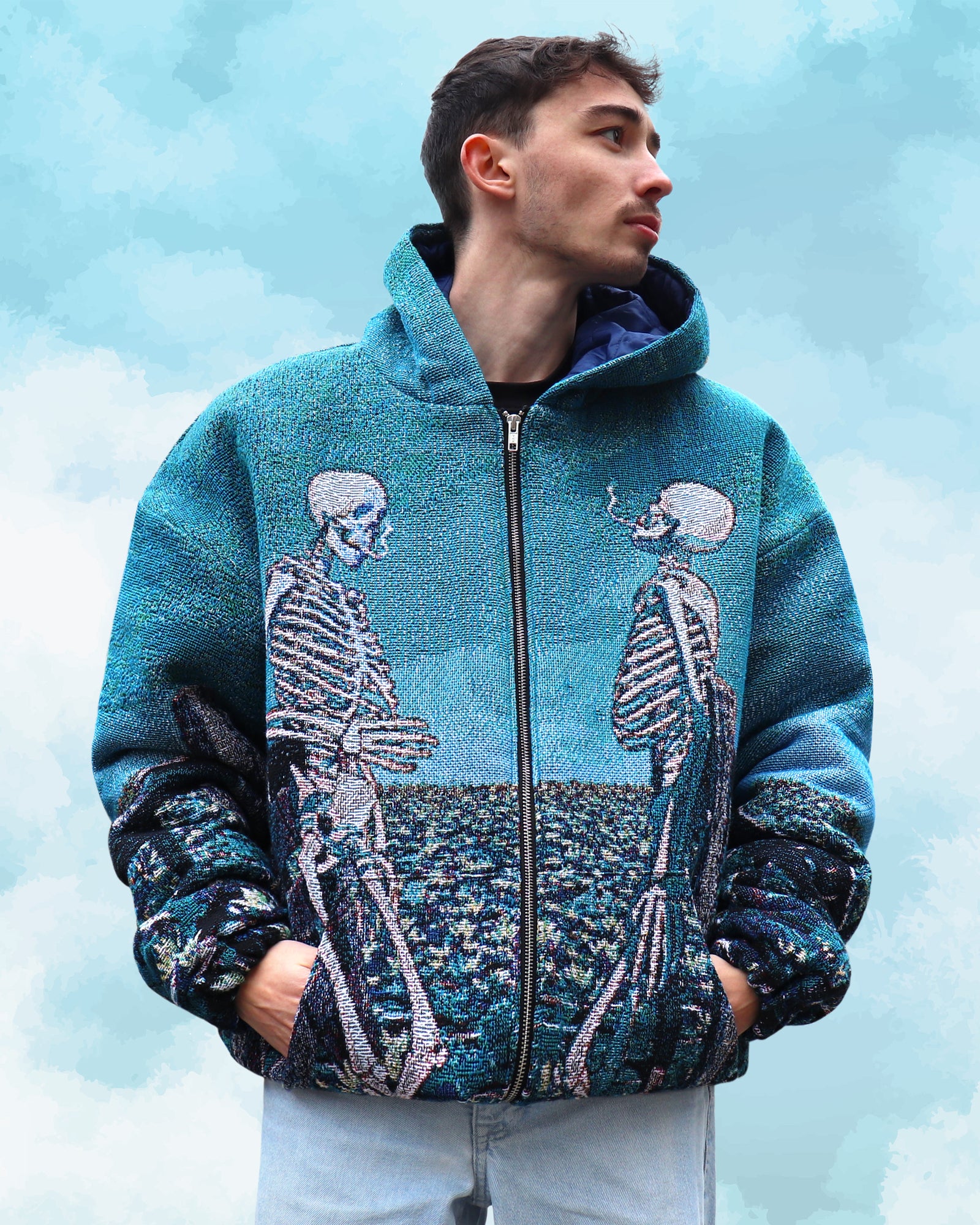Smoking Skeletons' zip-up hoodie – Artifice.